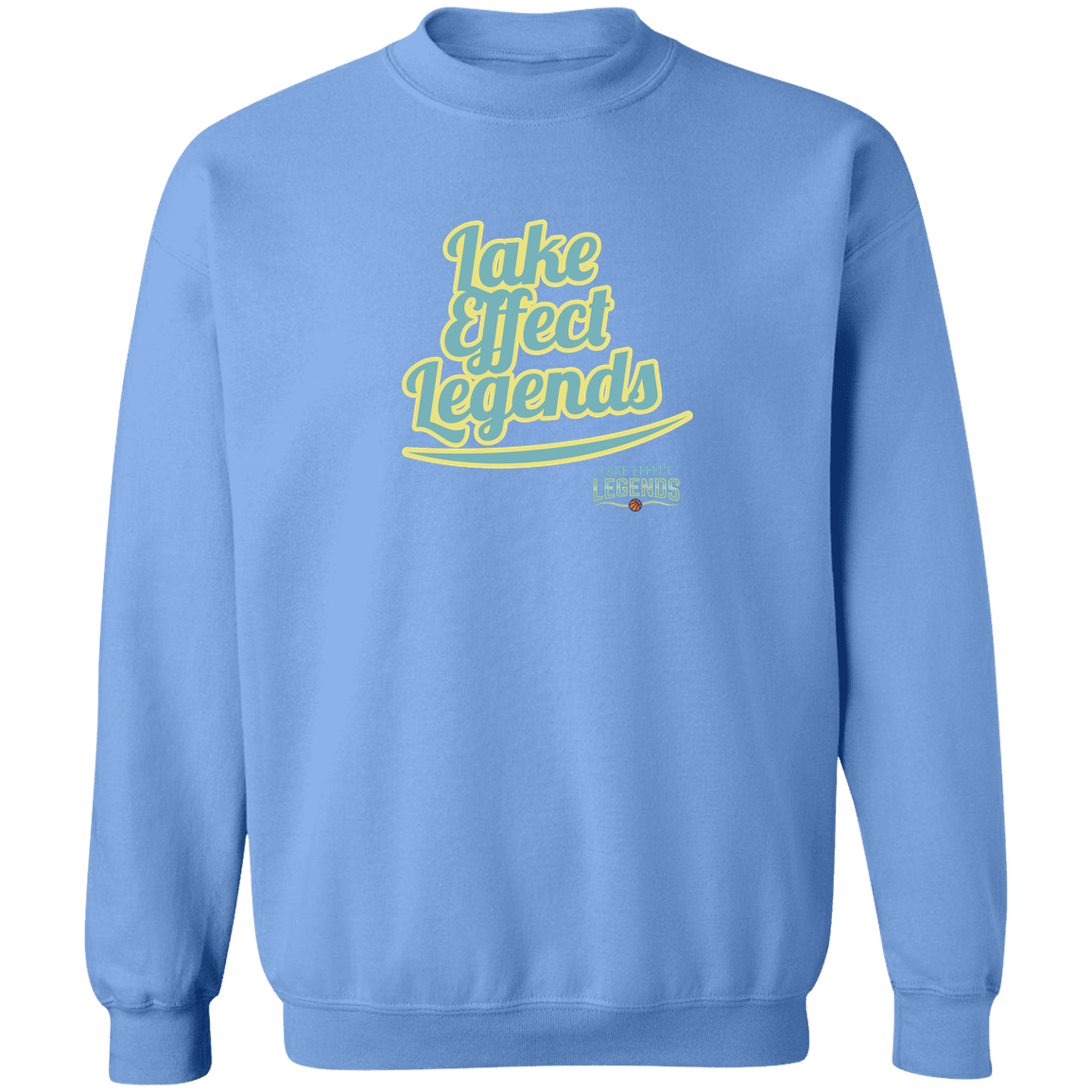 lake-effect-legends-retro-script-gildan-crewneck-pullover-sweatshirt — Carolina Blue — Front — source sha256 96f10f57eda36868729e1ce86d85dd1d5e03fa8cfb99eb33f8e6c63d3e3377a3 — Color position 7