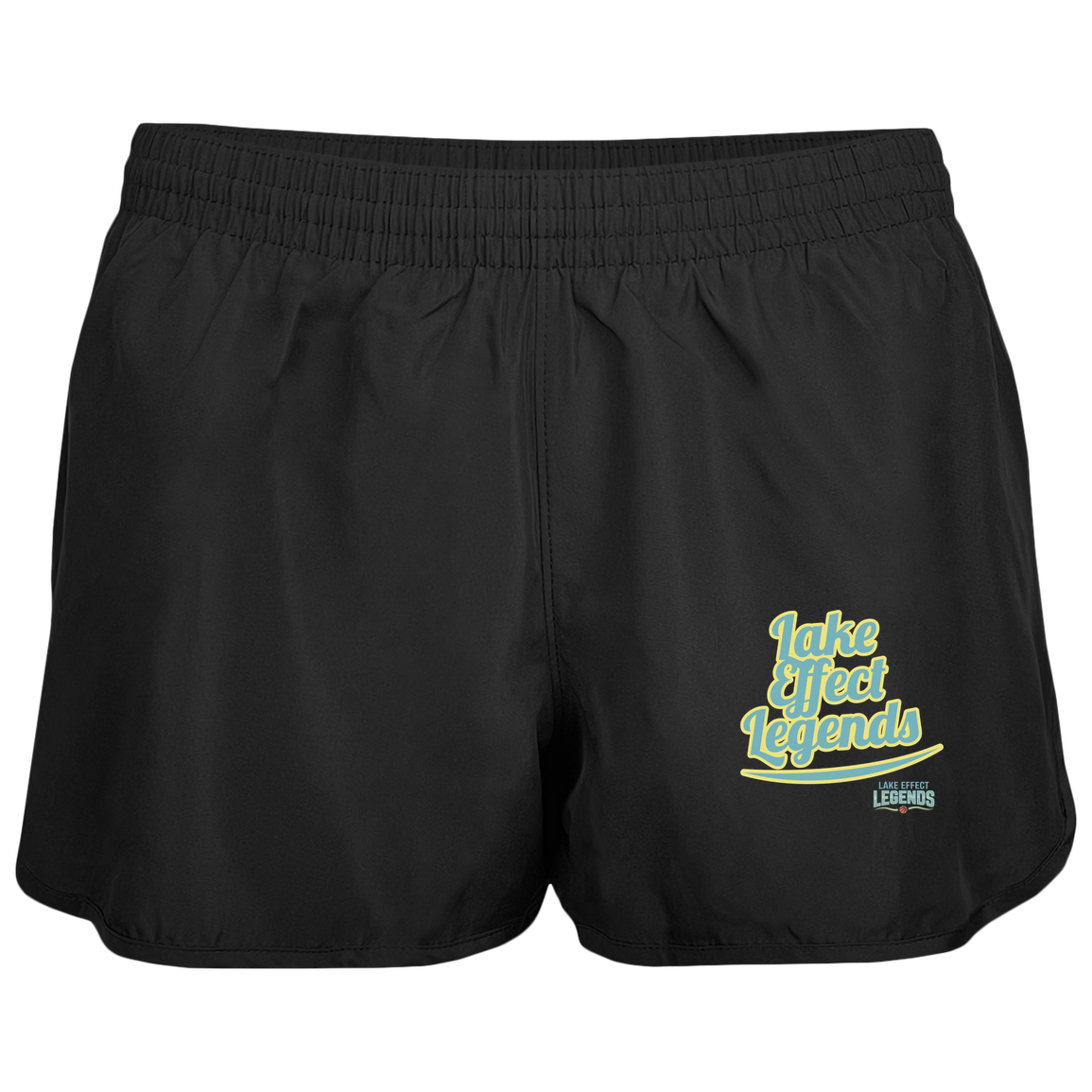 lake-effect-legends-retro-script-augusta-ladies-wayfarer-running-shorts — Black — Front — source sha256 bc7c0dd6e9054fb1dec5a15c0465e6cc7857e07149459918d205b821bb6f4a79 — Color position 1