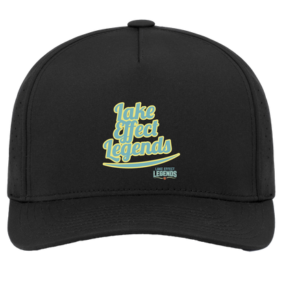 lake-effect-legends-retro-script-pacific-headwear-weekender-perforated-snapback-cap — Black — Front — source sha256 ec0d4ac886c20237f5900a8e33584a67c4fa917b3840f769080f22d33244c5bd — Color position 2