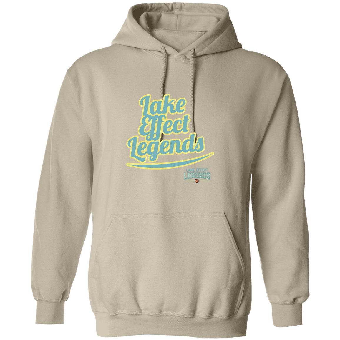 lake-effect-legends-retro-script-gildan-pullover-hoodie — Sand — Front — source sha256 fc2c9dde22168447ba31d2479e23842e73a17f684e5f3363622ec87170243c16 — Color position 1