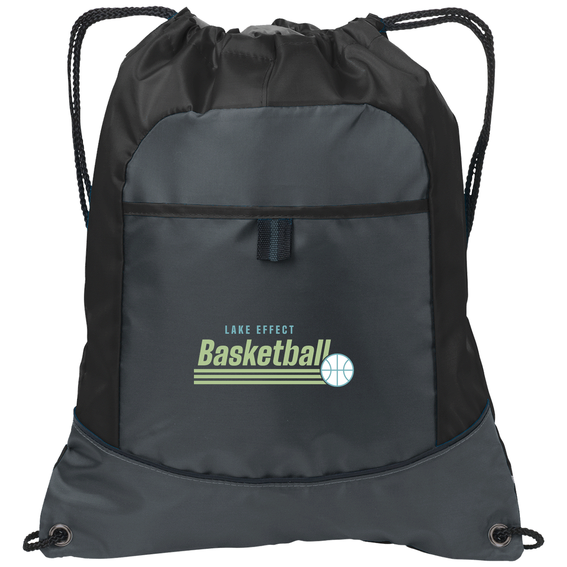 lake-effect-legends-retro-stripes-port-authority-pocket-cinch-pack — Deep Smoke/Black — Front — source sha256 0f99b5125f6dae05ae29b3d2a115e448fba4659d704c729db4dd8aab26e12b46 — Color position 1