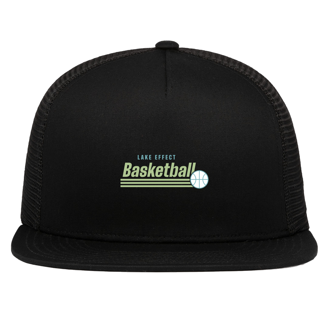 lake-effect-legends-retro-stripes-pacific-headwear-d-series-5-panel-trucker-snapback-cap — Black — Front — source sha256 3874450564a56b92b3b6b1f075b44f9449fc34821689dd9b12a7c95101216aac — Color position 1