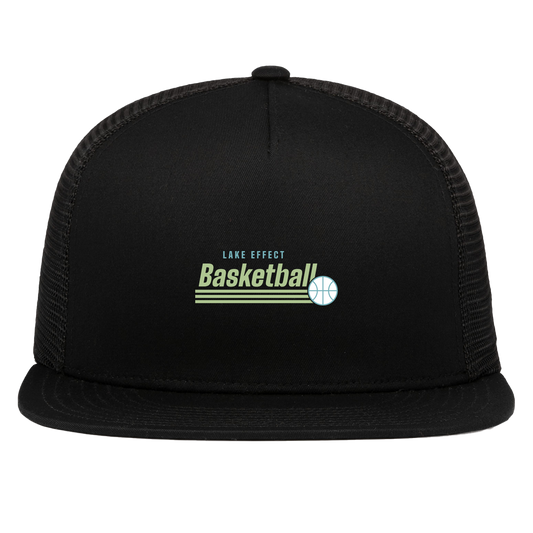 lake-effect-legends-retro-stripes-pacific-headwear-d-series-5-panel-trucker-snapback-cap — Black — Front — source sha256 3874450564a56b92b3b6b1f075b44f9449fc34821689dd9b12a7c95101216aac — Color position 1