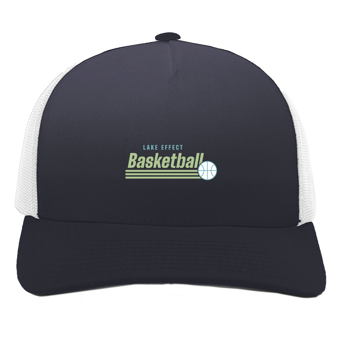 lake-effect-legends-retro-stripes-pacific-headwear-5-panel-trucker-snapback-cap — Navy/White — Front — source sha256 3a1a30ddcf5a1eb730cce06c8c4a0e920b8d352971e680a7d4415647dfe61aa6 — Color position 1