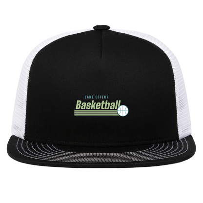 lake-effect-legends-retro-stripes-pacific-headwear-d-series-5-panel-trucker-snapback-cap — Black/White — Front — source sha256 87947fd8b36b03fca4655d97ef72126c0d056a73d36697aa8a62070d364ba668 — Color position 2