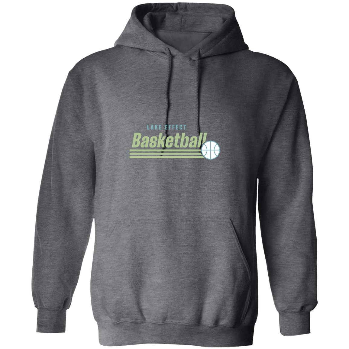 lake-effect-legends-retro-stripes-gildan-pullover-hoodie — Dark Heather — Front — source sha256 cda7108aa981bb7a6701089edd665443914af02db3c15cbd65800488ed1ac611 — Color position 6