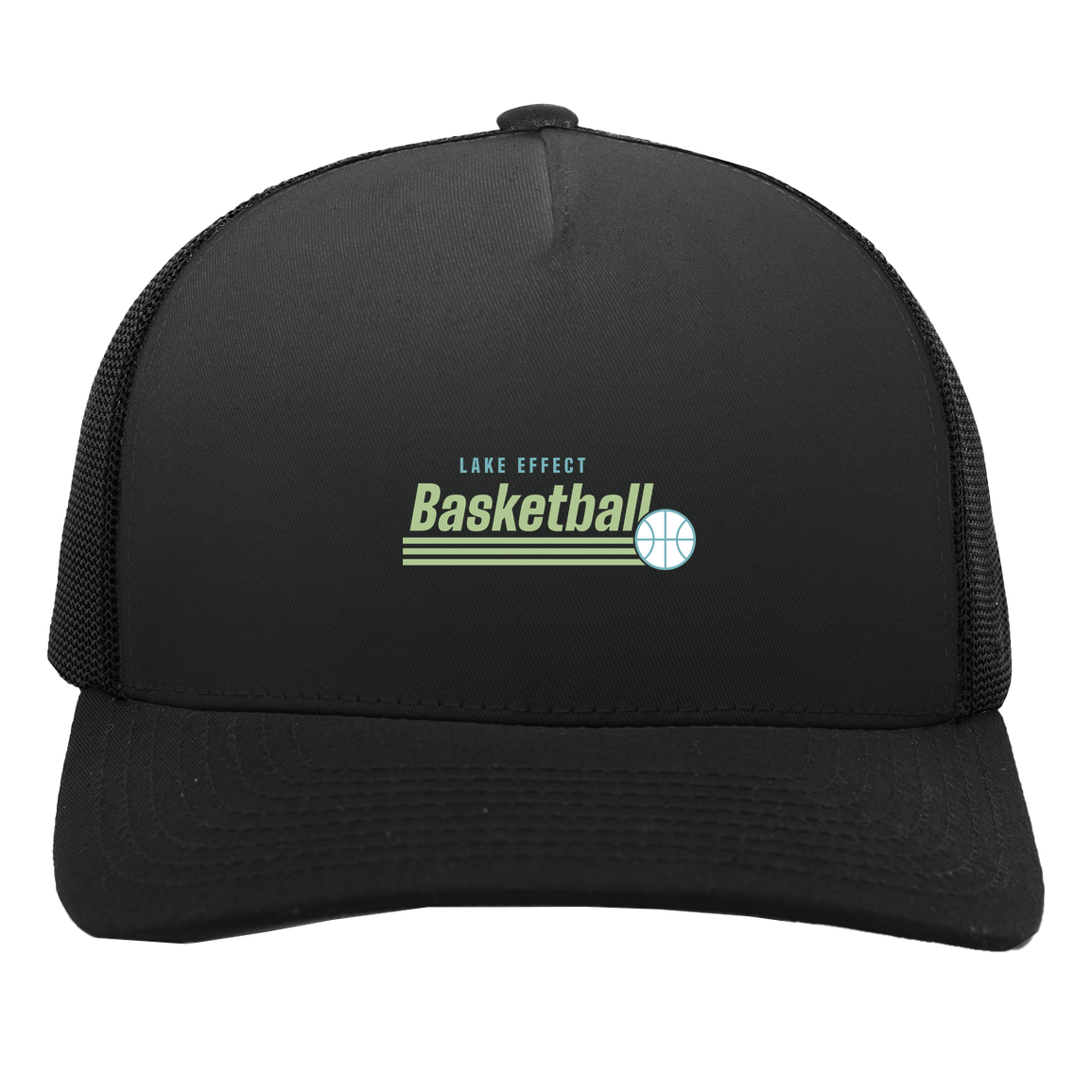 lake-effect-legends-retro-stripes-pacific-headwear-5-panel-trucker-snapback-cap — Black/Black — Front — source sha256 d85f90aad415451852853d560b5795b499346e97ad860d0b6acd25bcbe7ec12c — Color position 3