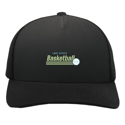 lake-effect-legends-retro-stripes-pacific-headwear-5-panel-trucker-snapback-cap — Black/Black — Front — source sha256 d85f90aad415451852853d560b5795b499346e97ad860d0b6acd25bcbe7ec12c — Color position 3