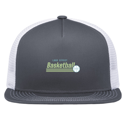 lake-effect-legends-retro-stripes-pacific-headwear-d-series-5-panel-trucker-snapback-cap — Graphite/White — Front — source sha256 d8d45cba686c316ffb15fe4b07b885ce6e6462820cfcc032fa73873697218ddd — Color position 4