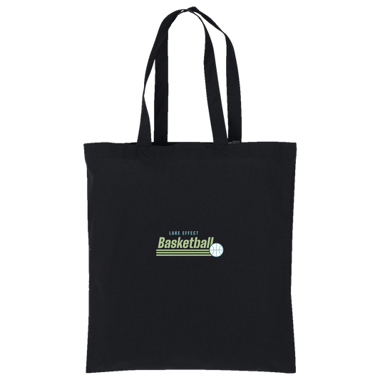 lake-effect-legends-retro-stripes-port-authority-core-cotton-tote — Deep Black — Front — source sha256 e06b29a27c0306deb7e469463d5246270ae539640d6fe84205cdc687c63d4a2b — Color position 1