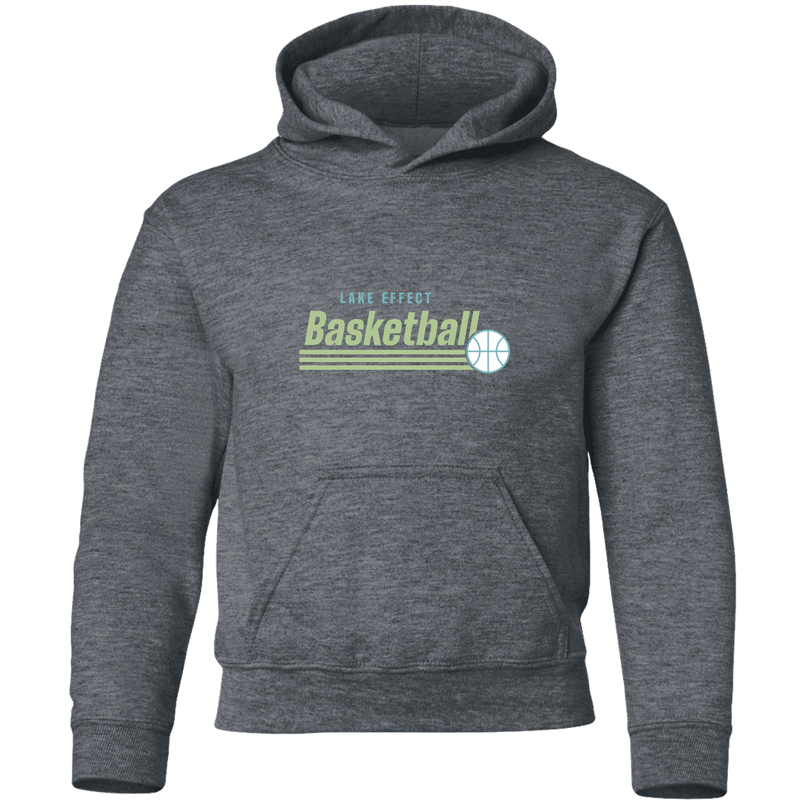 lake-effect-legends-retro-stripes-gildan-youth-pullover-hoodie — Dark Heather — Front — source sha256 e28f086b73523efa9618275c4e7e2697e0d775bd70df15fbe7ceda7082e70c09 — Color position 4
