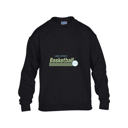 lake-effect-legends-retro-stripes-gildan-kids-heavy-blend-fleece-crew — Black — Front — source sha256 eaba841f3c1d43b469a7e2aaadefd041045d672265c2007d4cad6eaa498900e1 — Color position 1