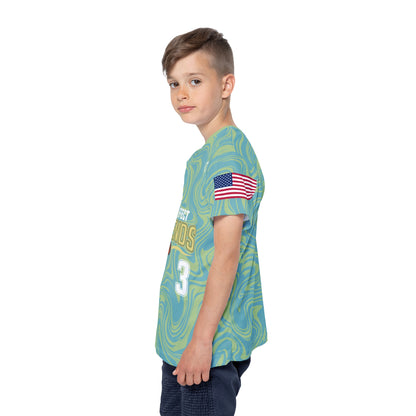 Lake Effect Legends Marble Kids Sports Jersey — model left side