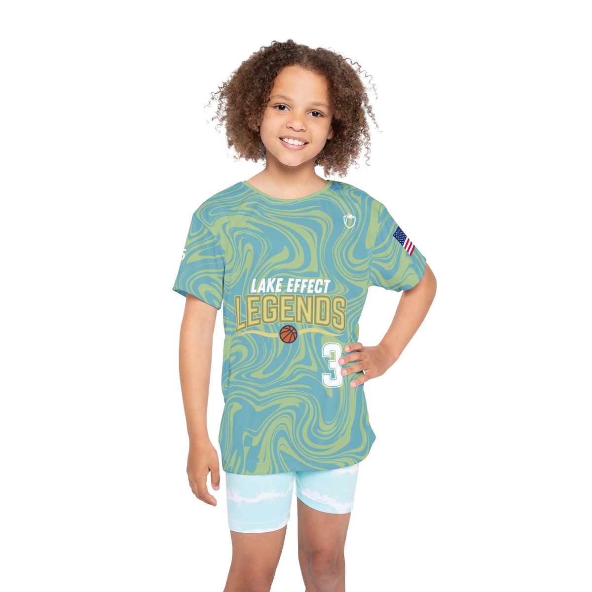 Lake Effect Legends Marble Kids Sports Jersey — second model front