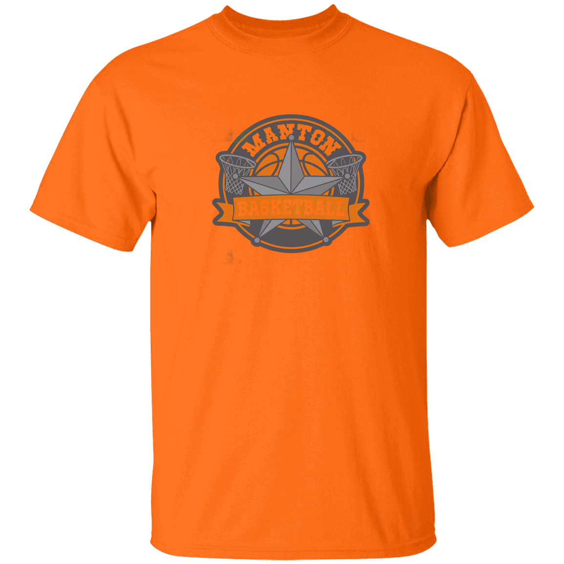 manton-bold-mascot-gildan-5-3-oz-t-shirt — Safety Orange — Front — source sha256 175d698134dc2bc38bdfdd521fc8130a01124666cec52e3c065585f6656ed8a3 — Color position 2