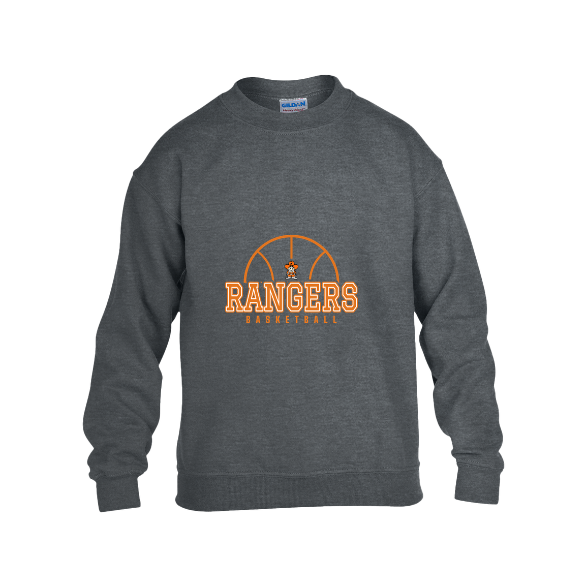 manton-elementary-ball-dome-gildan-kids-heavy-blend-fleece-crew — Dark Heather — Front — source sha256 16665480fa2d3983fe180111fc30c40632a8afa9e906db3200304b4032575ba6 — Color position 2