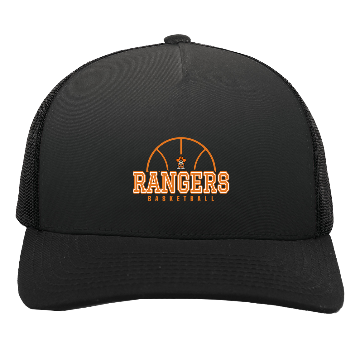 manton-elementary-ball-dome-pacific-headwear-5-panel-trucker-snapback-cap — Black/Black — Front — source sha256 176c4b5fff05a434732b5a1947e1997bf126b509a4a7067f72fe9f7de3cace07 — Color position 3