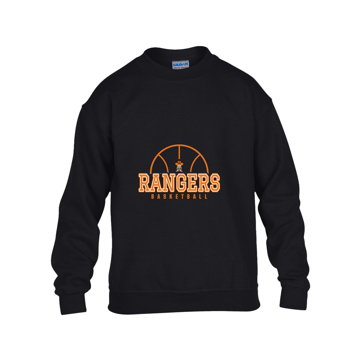 manton-elementary-ball-dome-gildan-kids-heavy-blend-fleece-crew — Black — Front — source sha256 7ec832b3dadbbb2ad09c54c6907d07eedce675dd14e45168f3d21383aafe67b6 — Color position 1