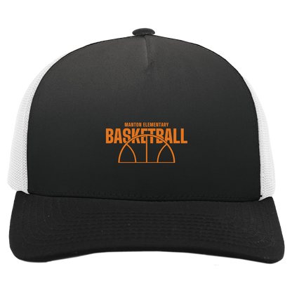 manton-hoop-horizon-pacific-headwear-5-panel-trucker-snapback-cap — Black/White — Front — source sha256 16ef22653605ba7515ffe3f943270790c7d3d773bbc47dda1dbe5e1d1bbcc569 — Color position 4