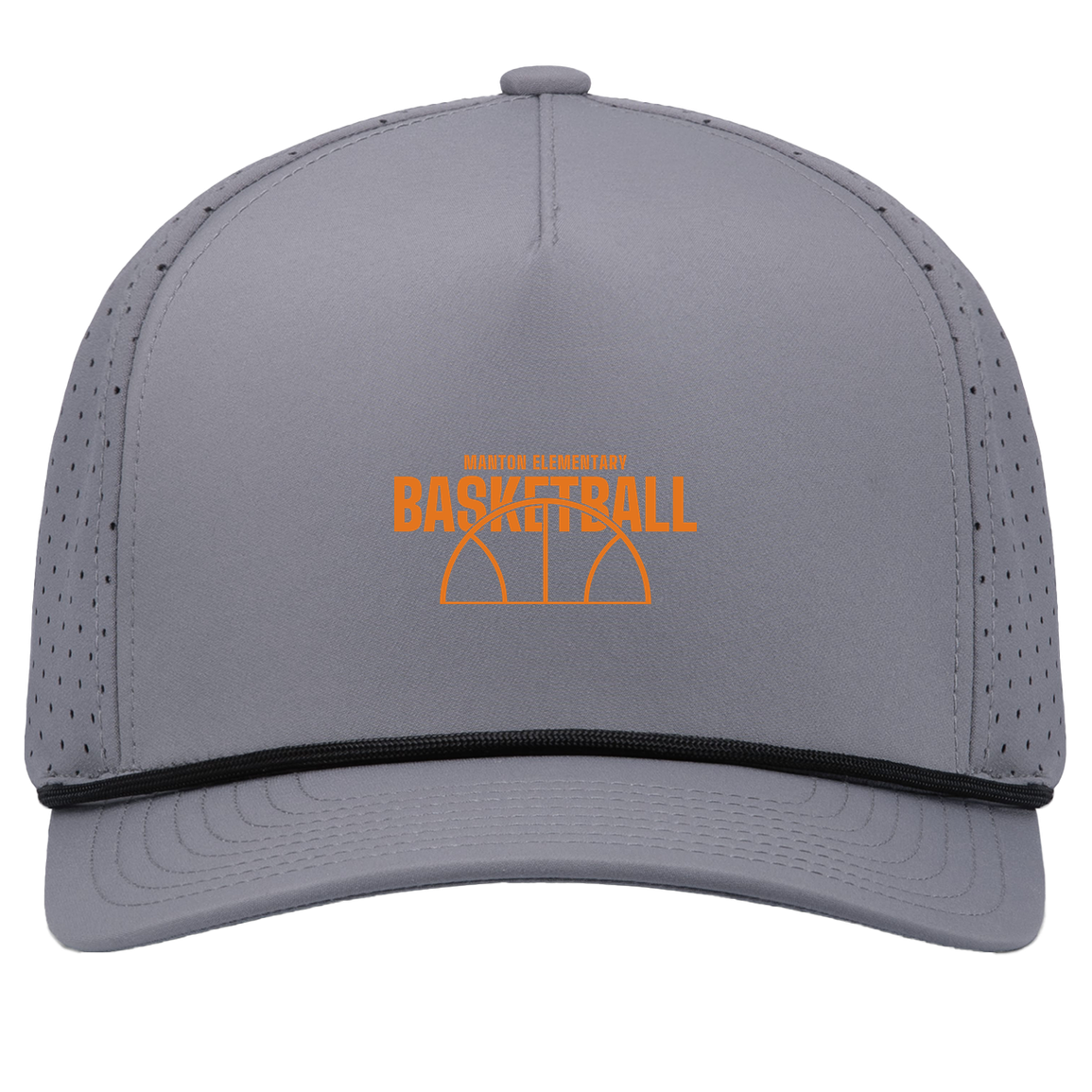 manton-hoop-horizon-pacific-headwear-weekender-perforated-snapback-cap — Graphite/Black — Front — source sha256 2a20255b608ceb6ac540610b66b2a48914cb2b18b6ed1342c25f437e0c08d84e — Color position 3