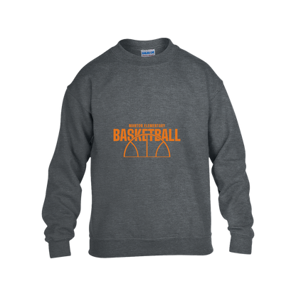 manton-hoop-horizon-gildan-kids-heavy-blend-fleece-crew — Dark Heather — Front — source sha256 2c9976666d9ec8bfc0d0d2f20814d605be4914deda4c2c43441dab251cece335 — Color position 2