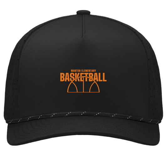 manton-hoop-horizon-pacific-headwear-weekender-perforated-snapback-cap — Black/Black — Front — source sha256 34aa30a583f2aa03b6ee6c92090fb95b819e38cd32e4f888937f0fa6aa0d01f5 — Color position 1