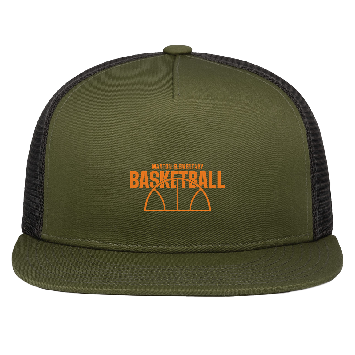 manton-hoop-horizon-pacific-headwear-d-series-5-panel-trucker-snapback-cap — Moss/Light Charcoal — Front — source sha256 45284dabefeec02bc98a6c895d2c1a214101769eff37c9d80700d54b1fe61e22 — Color position 6