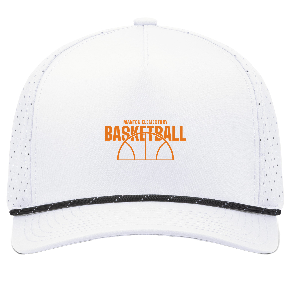 manton-hoop-horizon-pacific-headwear-weekender-perforated-snapback-cap — White/Black — Front — source sha256 4aa5c927c12cd7e2ece31662c630301691ce977163a38ddead45f000566c4fc6 — Color position 7