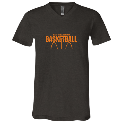 manton-hoop-horizon-bella-canvas-unisex-jersey-ss-v-neck-t-shirt — Dark Grey Heather — Front — source sha256 5a2c176e20e368328d1053459aa331c27368558c68b859a245dc9dbe7f0e5334 — Color position 3