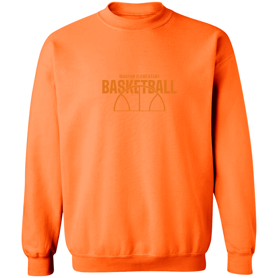 manton-hoop-horizon-gildan-crewneck-pullover-sweatshirt — Safety Orange — Front — source sha256 6a6b3a5b6f0c7497c1bf448c400c94dfa7bf193ea70cdc8ea17a2d6cf5cd9ca6 — Color position 7