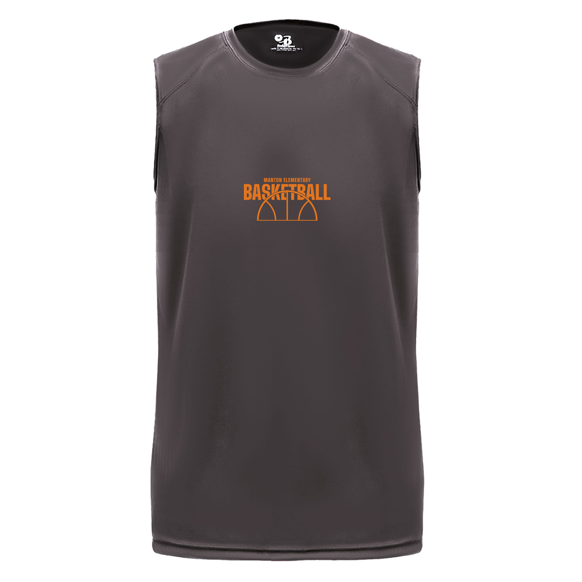 manton-hoop-horizon-badger-b-core-sleeveless-performance-tee — Graphite — Front — source sha256 c4ac214115a487dad95f5fd35f5061a2cd4a109c864e1e5c29175a003c107526 — Color position 2
