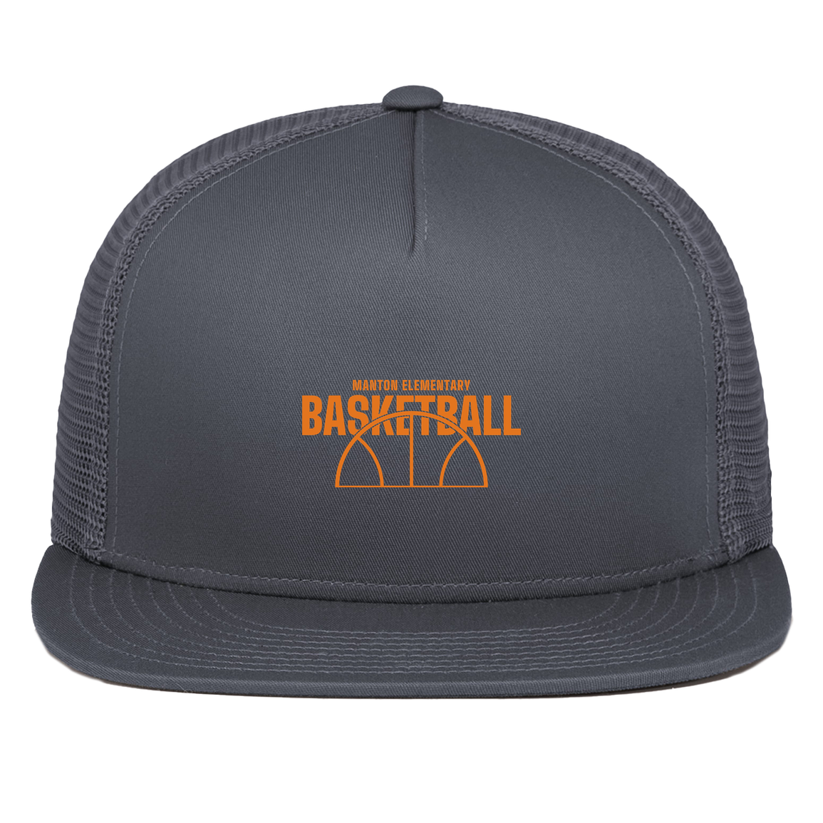 manton-hoop-horizon-pacific-headwear-d-series-5-panel-trucker-snapback-cap — Graphite — Front — source sha256 dec8c989335b341633b103d839839d3b70e2654bcb04abf9e669f9a1b26b2a7c — Color position 3