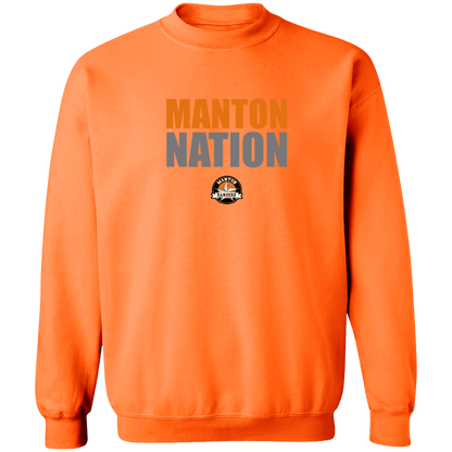 manton-nation-stack-gildan-crewneck-pullover-sweatshirt — Safety Orange — Front — source sha256 f6f9a9409b4dd660816ca182e92692722a89f8e4f0f888f8ab581eff9c7a0f8a — Color position 3