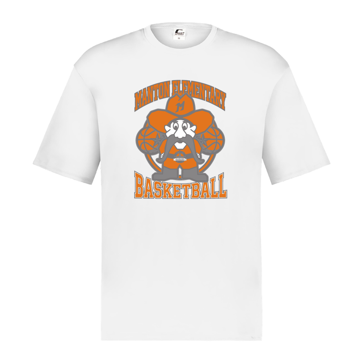 manton-ranger-mascot-hoops-c2-mens-performance-short-sleeve-tee — White — Front — source sha256 11a62ee854088663f0ca42f68c2f844df3f842df7c8ed99509e2d724f9d3f62c — Color position 4
