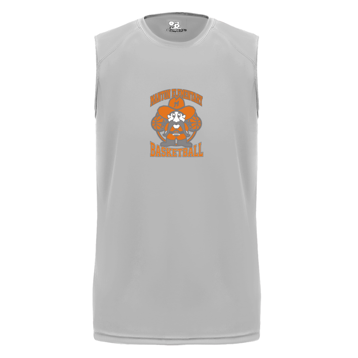 manton-ranger-mascot-hoops-badger-b-core-sleeveless-performance-tee — Silver — Front — source sha256 1c75fe8e36fb0fb6e7673bbe7ffbac888226edd12a0c5e96f075cf4e21977dee — Color position 3
