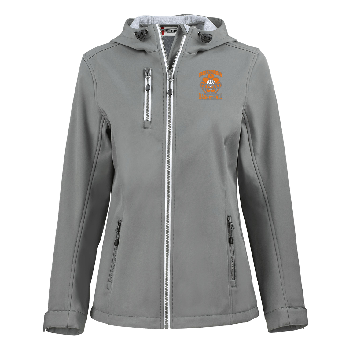 manton-ranger-mascot-hoops-clique-womens-eco-stretch-softshell-jacket — Slate — Front — source sha256 213cd6692b2f95887c61a1d263a1d4b7413bb44c35c8b40741a8564deecea7f7 — Color position 2