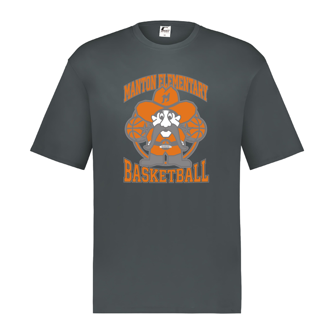 manton-ranger-mascot-hoops-c2-mens-performance-short-sleeve-tee — Graphite — Front — source sha256 4b97ec81a0204d10e656b68e979d9532dac4428cc47fd9ae3e520d25b0be7875 — Color position 2