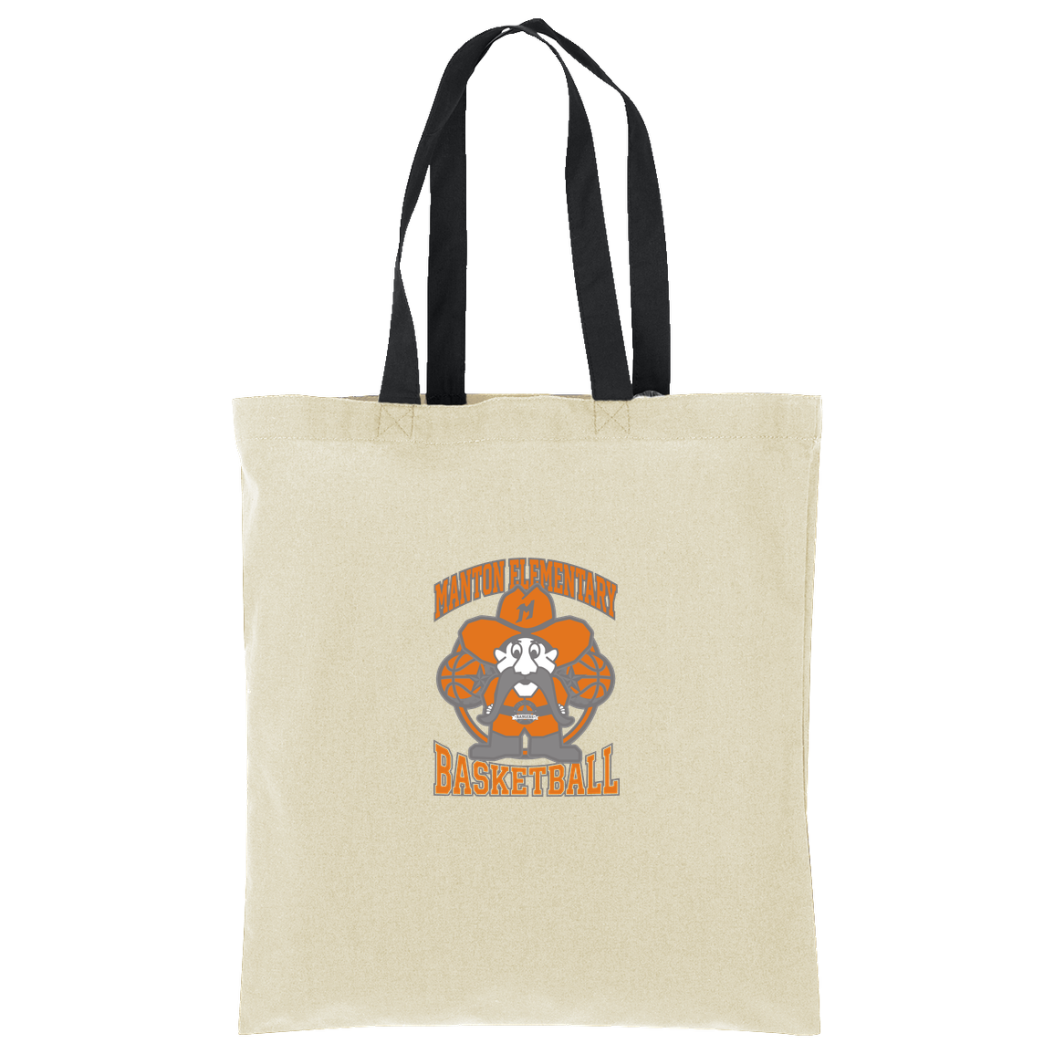 manton-ranger-mascot-hoops-port-authority-core-cotton-tote — Natural/Deep Black — Front — source sha256 4d9ec9f43e66806cea168d295e645a3bf9088c562b92b05224858a5a08617e0d — Color position 3