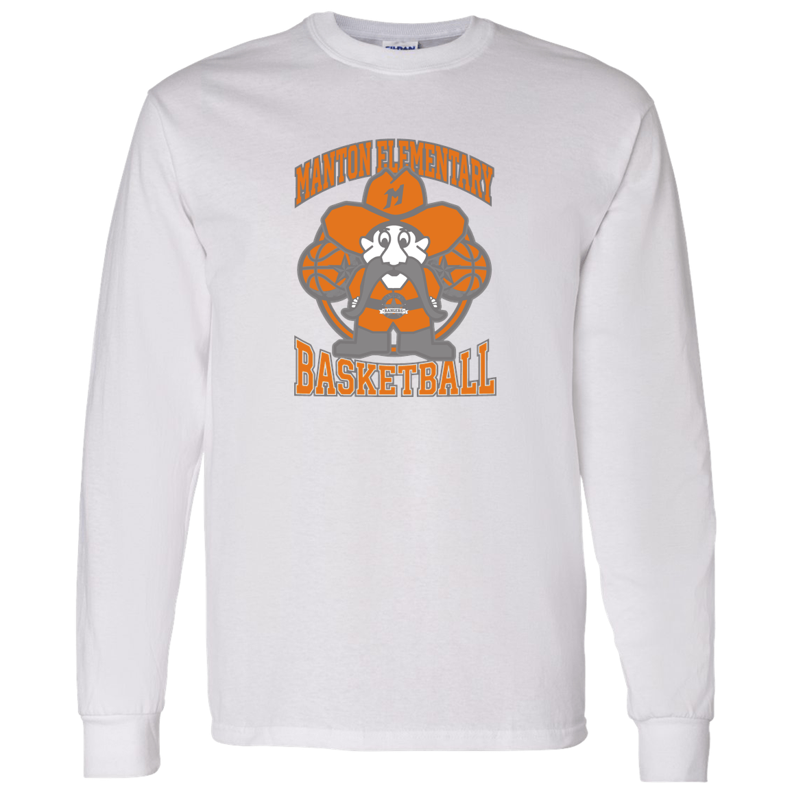 manton-ranger-mascot-hoops-gildan-ls-t-shirt-5-3-oz — White — Front — source sha256 6aa477839e2aec53eebdddfc0a481365c0b77ada28716ee172683e68fd718726 — Color position 3
