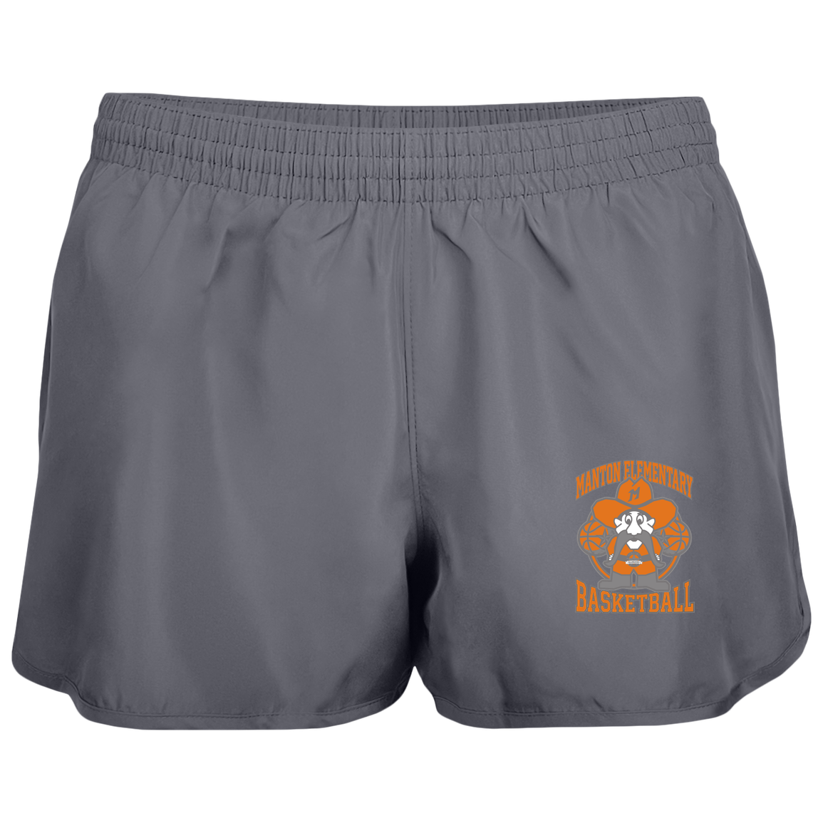 manton-ranger-mascot-hoops-augusta-ladies-wayfarer-running-shorts — Graphite — Front — source sha256 71cdb985721bf6679ac655e4c6942f73682d22cb6ede1b66479428ab9906db9b — Color position 2