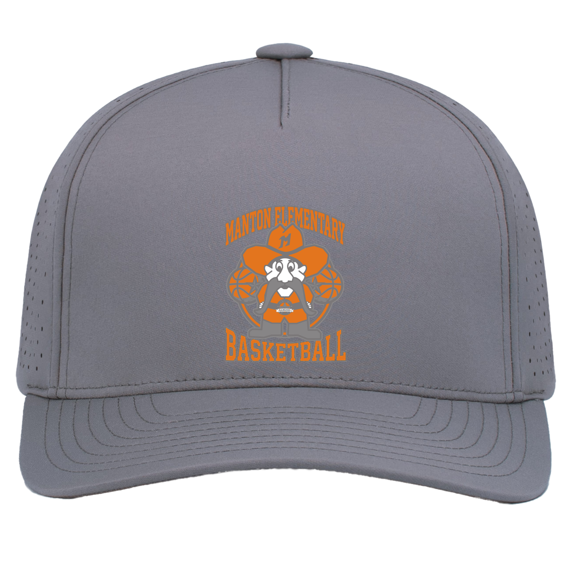 manton-ranger-mascot-hoops-pacific-headwear-weekender-perforated-snapback-cap — Graphite — Front — source sha256 7a1b05c470de162a94cecfcf07cd23cb02fce227a001f604c5bd0bfb50961db3 — Color position 4