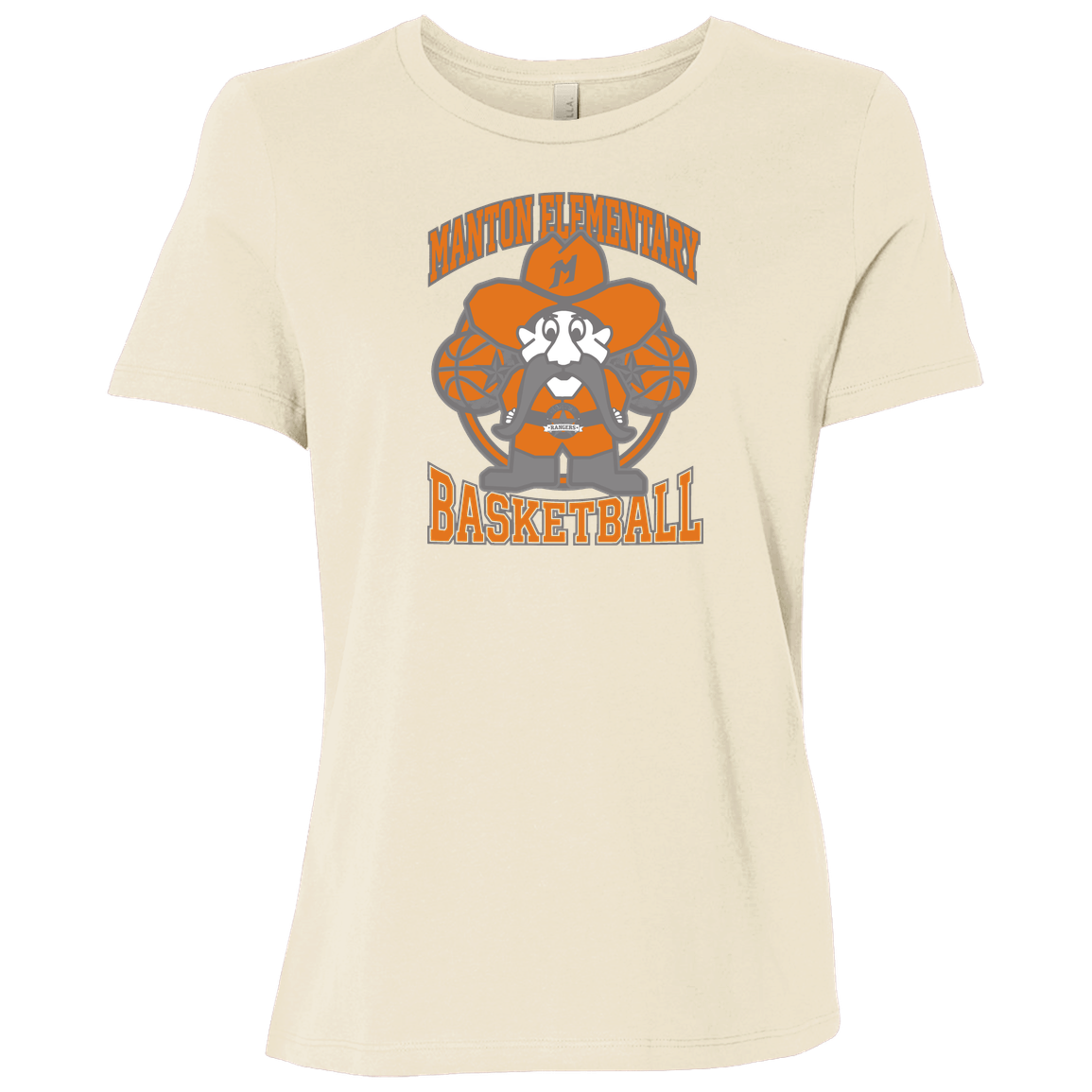 manton-ranger-mascot-hoops-bella-canvas-ladies-relaxed-jersey-short-sleeve-t-shirt — Natural — Front — source sha256 7a6ffc48479005d60e67c7d891a58d5f5b990f8dd93ff47c1541744ee977d577 — Color position 1