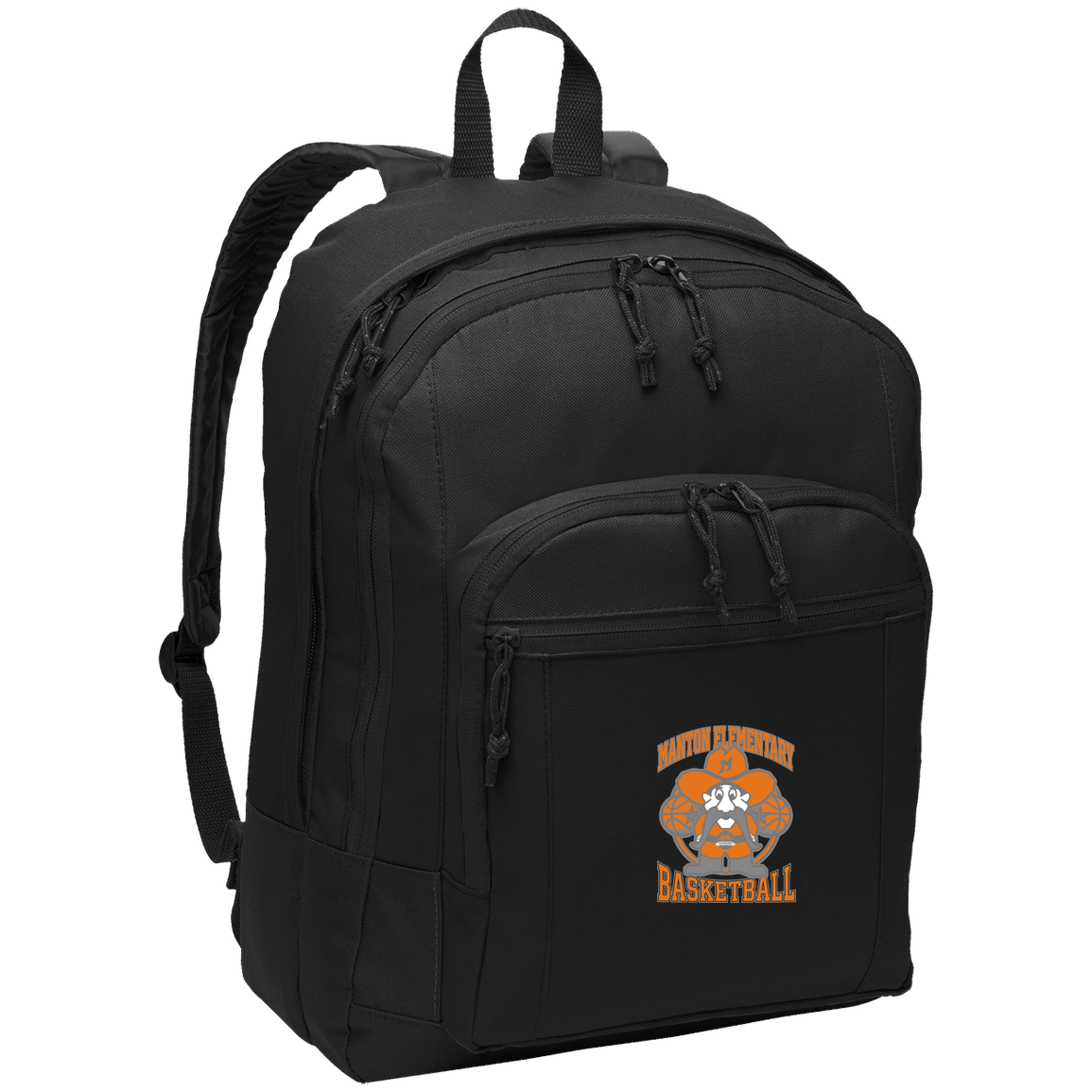 manton-ranger-mascot-hoops-port-authority-basic-backpack — Black — Front — source sha256 822e3463b6f6a09537864ebb1f9fae16994ce52e0c1911f53baad78b1859a12d — Color position 1