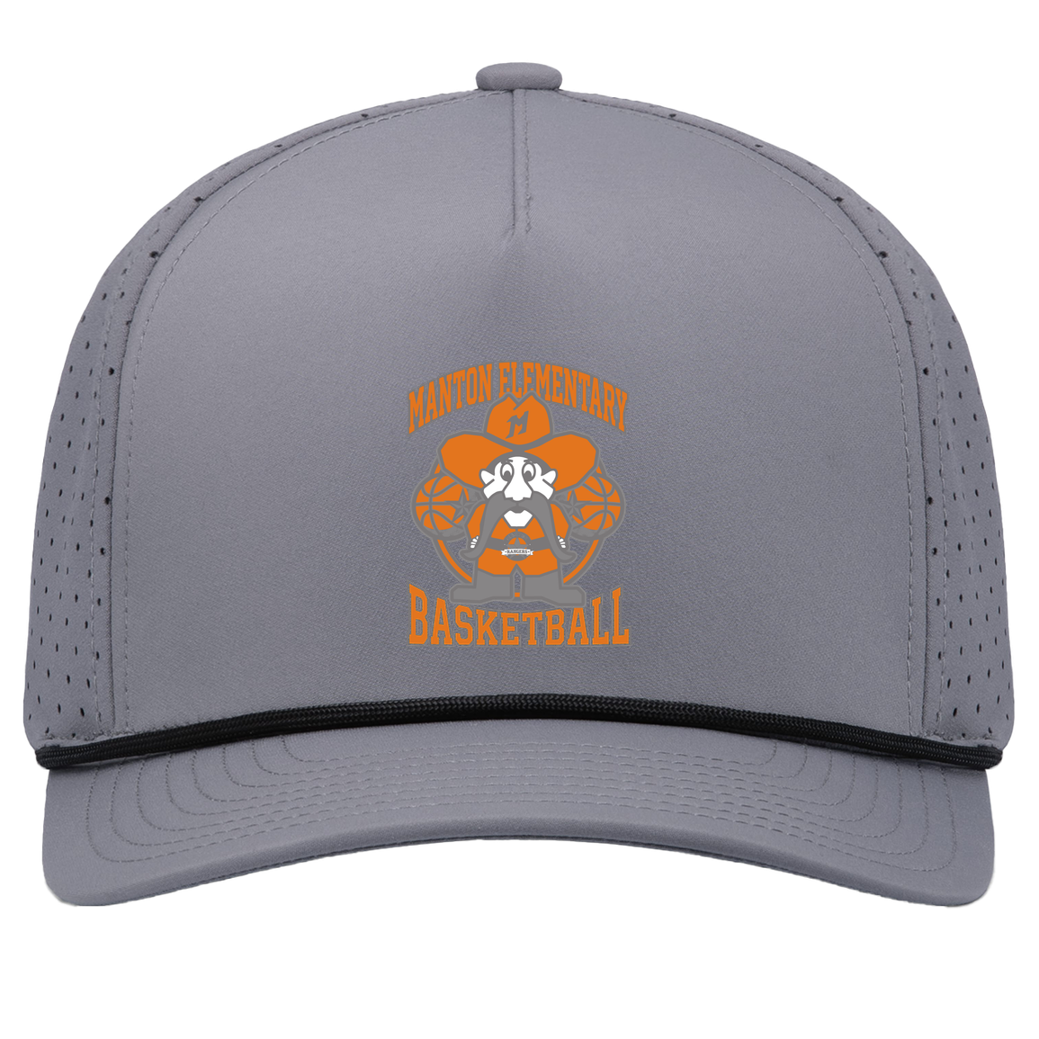 manton-ranger-mascot-hoops-pacific-headwear-weekender-perforated-snapback-cap — Graphite/Black — Front — source sha256 90c82103a4f68a47f3e2eb0668dcc8f6d48f86d6816985dc122f6cb923c1e5e6 — Color position 3