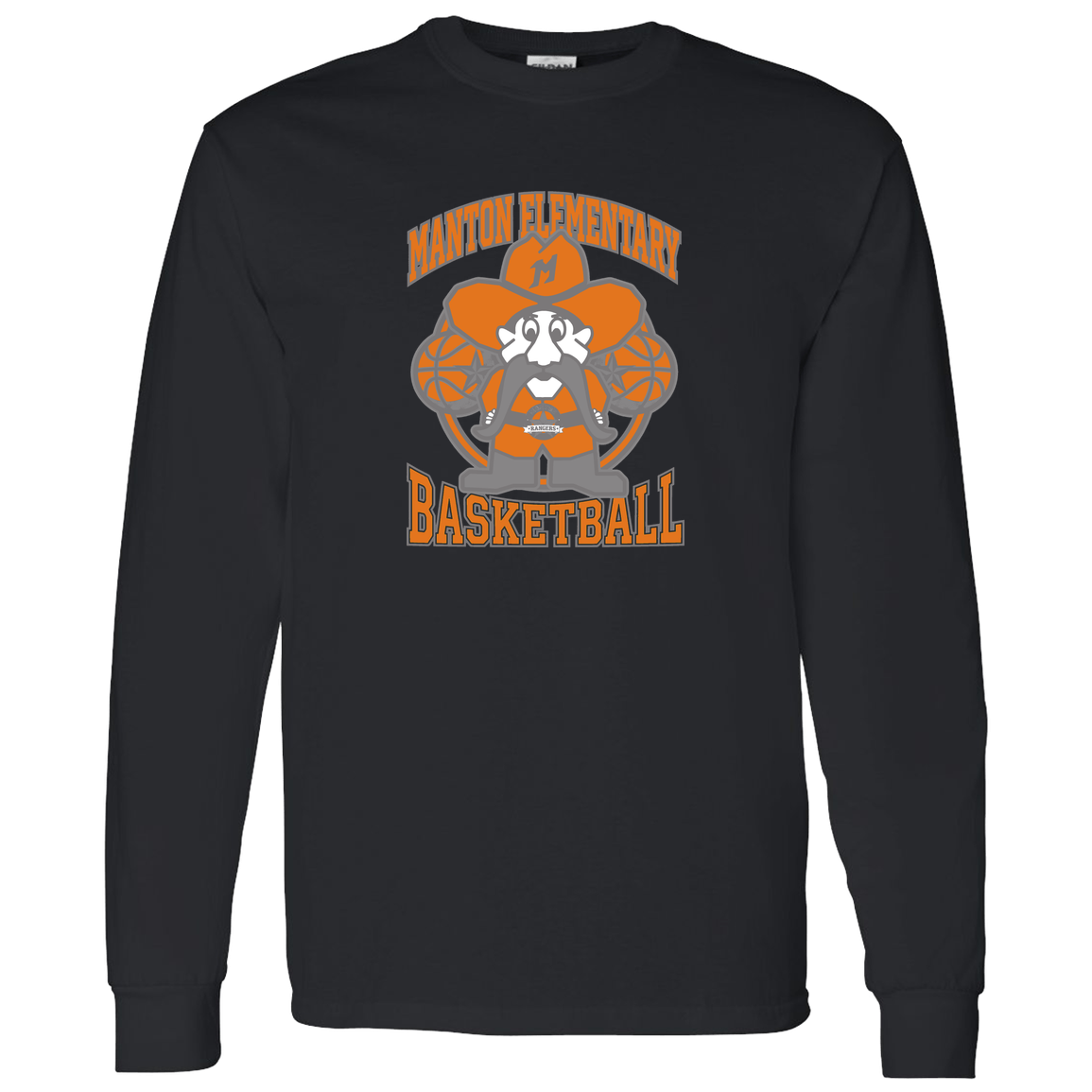 manton-ranger-mascot-hoops-gildan-ls-t-shirt-5-3-oz — Black — Front — source sha256 944724e92e1ecf364c041e5ea93c43ba5d04252af1689bf021f2c61f2fbfb263 — Color position 4