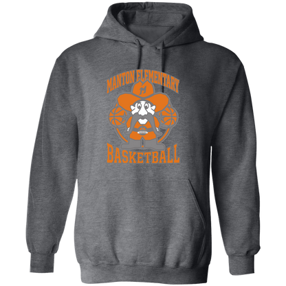 manton-ranger-mascot-hoops-gildan-pullover-hoodie — Dark Heather — Front — source sha256 96fbaac92fd6b8924fc739f3fea77630853ca3e30032f41fab8200b19cf66595 — Color position 6