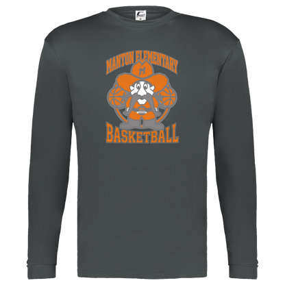 manton-ranger-mascot-hoops-c2-kids-performance-long-sleeve-tee — Graphite — Front — source sha256 a38f8973f146b34b74a46d972c46b9d472d85d1b7d3f333d5225a8a19549ad6d — Color position 2