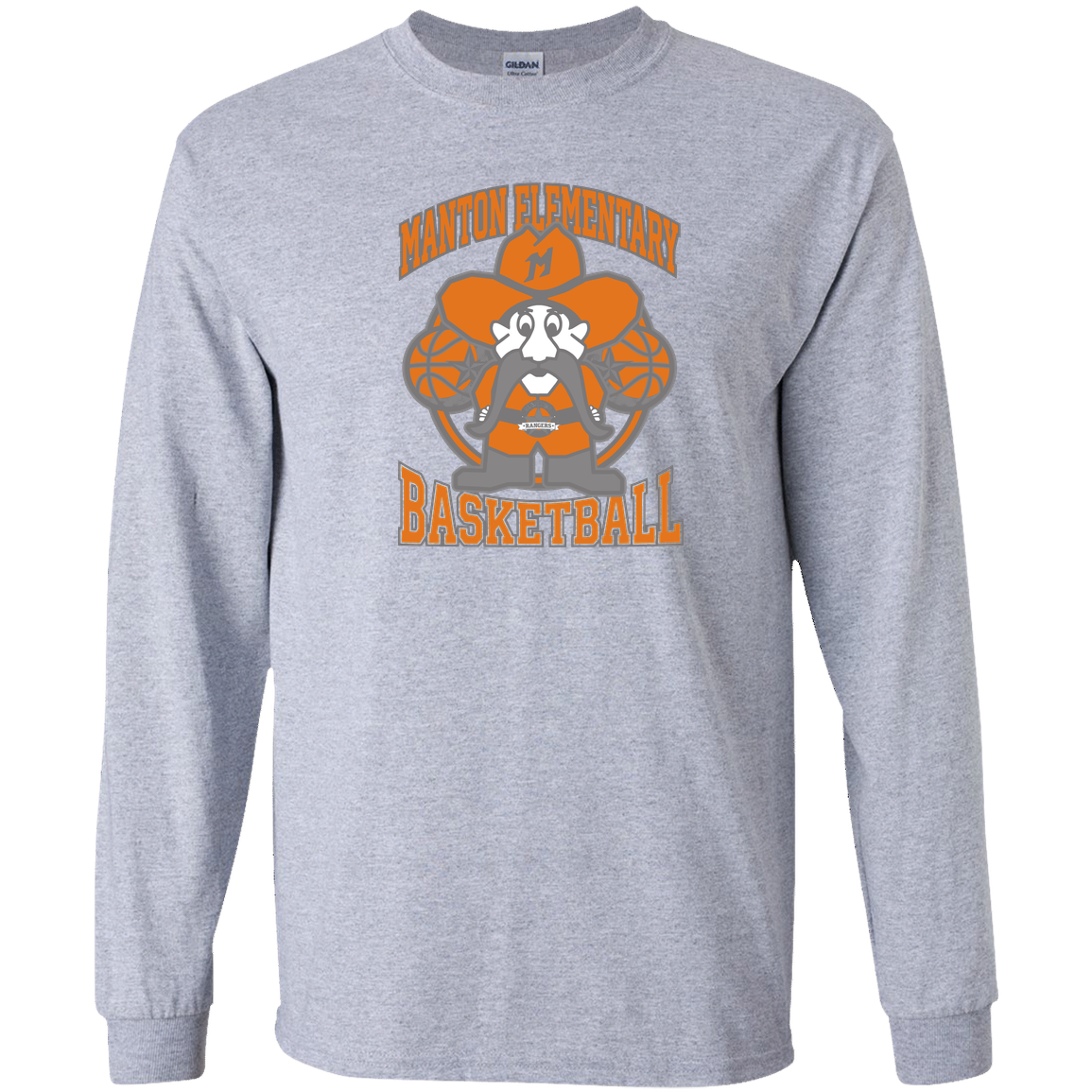 manton-ranger-mascot-hoops-gildan-youth-ls-t-shirt — Sport Grey — Front — source sha256 a4ec7bd4243159b0a9b796f20a24a7a26693288b9652ddde55da1bca0739c713 — Color position 1