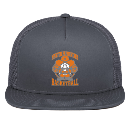 manton-ranger-mascot-hoops-pacific-headwear-d-series-5-panel-trucker-snapback-cap — Graphite — Front — source sha256 a8b0833f7c675b0f3407084368d915d8a4074488ae940fa75332ba4dcb03f6c5 — Color position 3