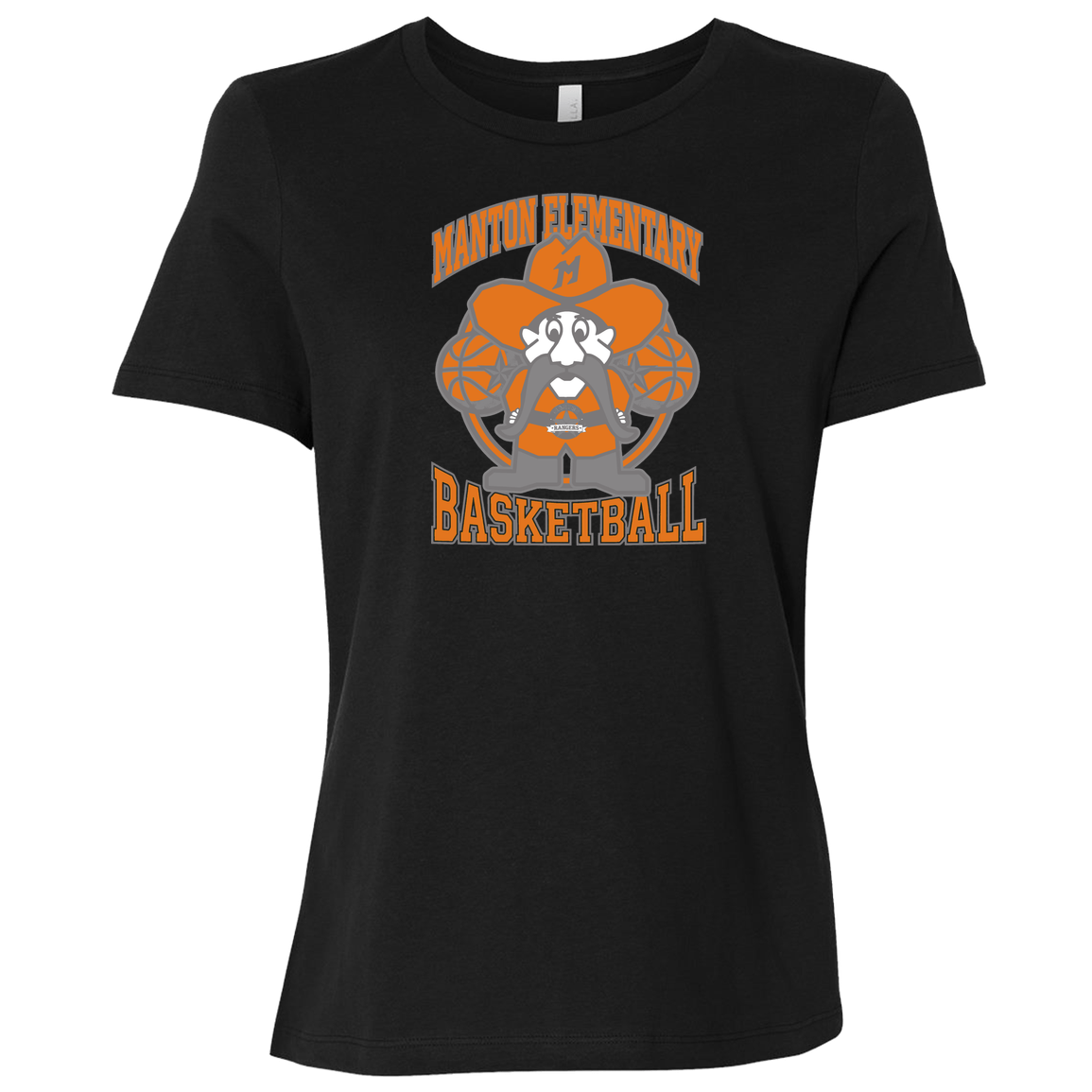 manton-ranger-mascot-hoops-bella-canvas-ladies-relaxed-jersey-short-sleeve-t-shirt — Black — Front — source sha256 ae2b5ff5b707027a587484070e6aa292e680944f4f7f269af344700f7be7551b — Color position 5